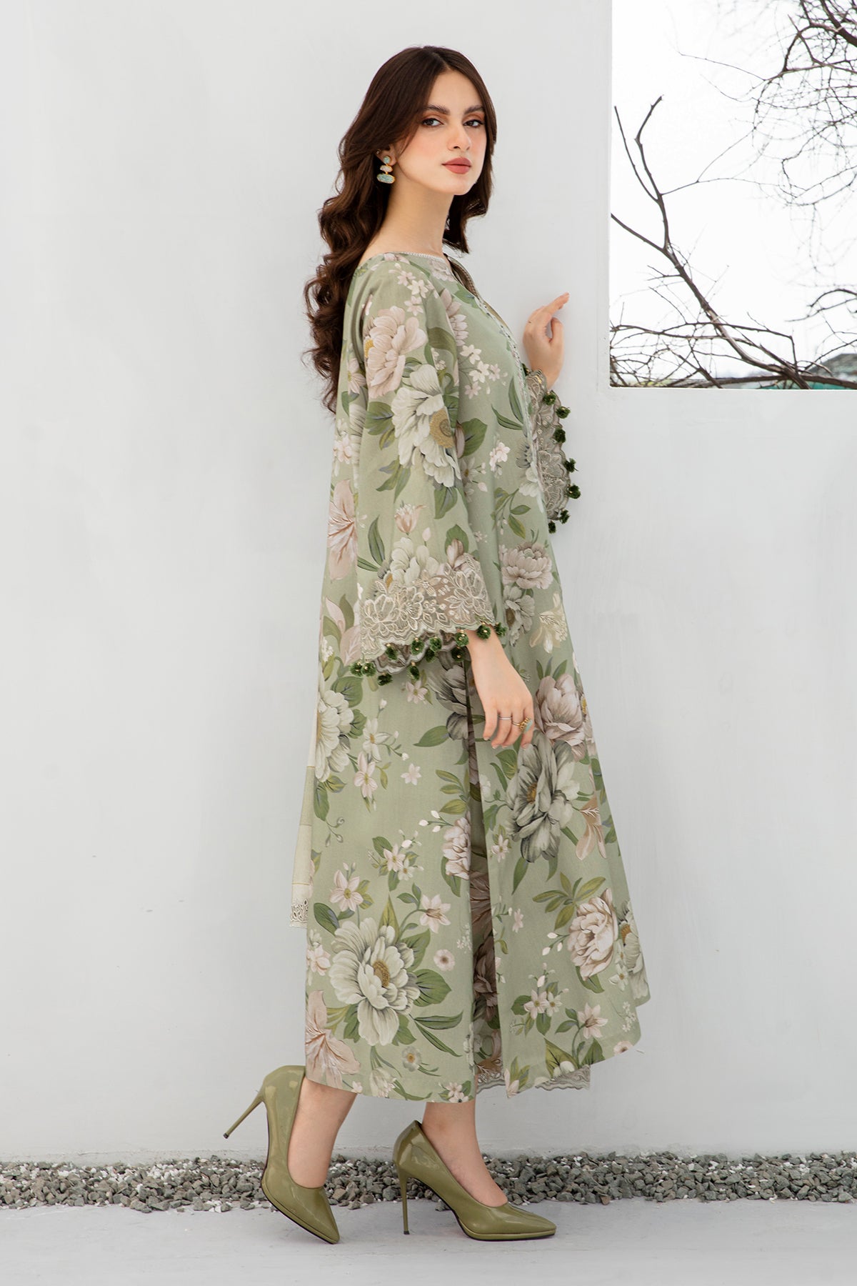 BAROQUE - 3PC KHADDAR PRINTED SHIRT WITH KHADDAR PRINTED DUPATTA AND TROUSER - HZG1465
