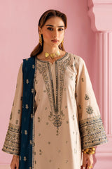 BATIK - 3PC DHANAK EMBROIDERED SHIRT WITH DHANAK EMBROIDERED SHAWL AND TROUSER - HZG2420