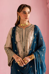 BATIK - 3PC DHANAK EMBROIDERED SHIRT WITH DHANAK EMBROIDERED SHAWL AND TROUSER - HZG2420