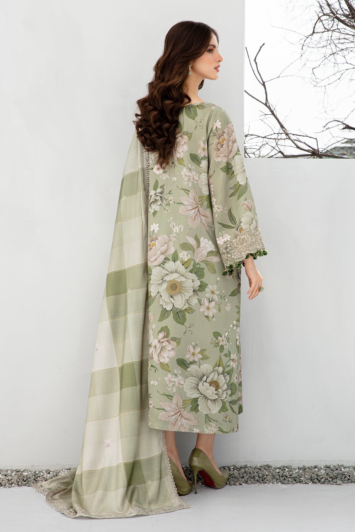 BAROQUE - 3PC KHADDAR PRINTED SHIRT WITH KHADDAR PRINTED DUPATTA AND TROUSER - HZG1465