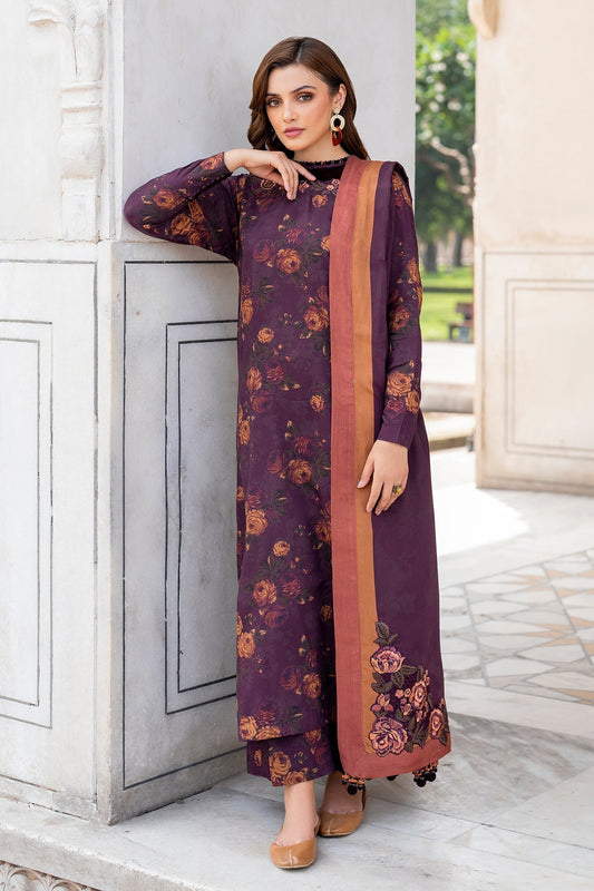 BAROQUE - 3PC KARANDI PRINTED SHIRT WITH PRINTED DUPATTA AND TROUSER - HZG1865