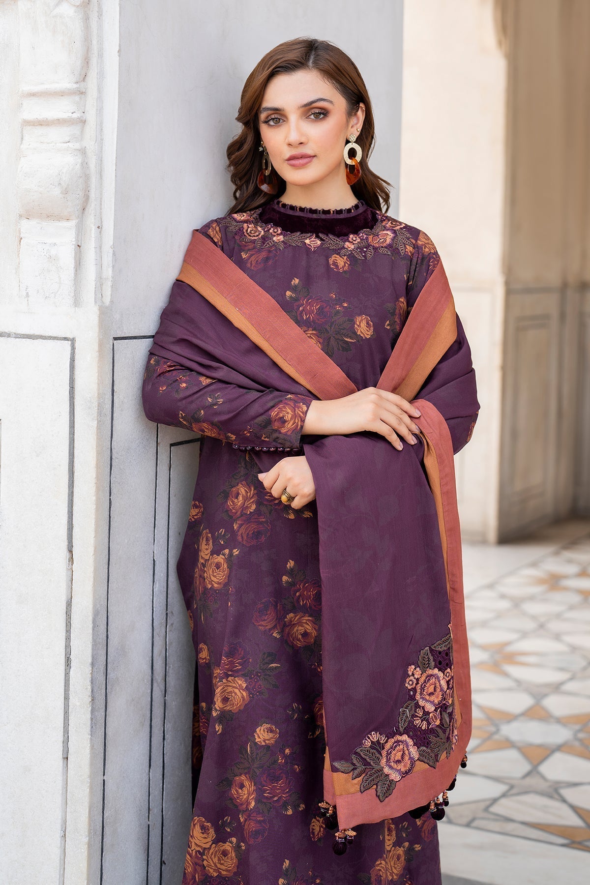 BAROQUE - 3PC KARANDI PRINTED SHIRT WITH PRINTED DUPATTA AND TROUSER - HZG1865