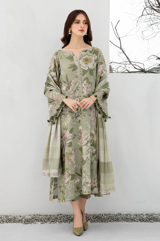 BAROQUE - 3PC KHADDAR PRINTED SHIRT WITH KHADDAR PRINTED DUPATTA AND TROUSER - HZG1465