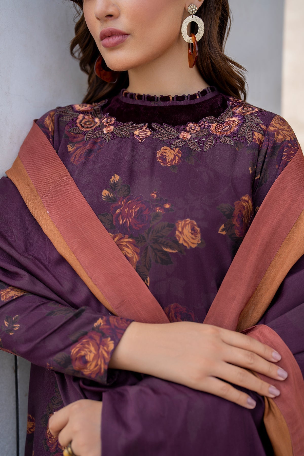 BAROQUE - 3PC KARANDI PRINTED SHIRT WITH PRINTED DUPATTA AND TROUSER - HZG1865