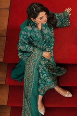 CROSS STITCH - 3PC DHANAK EMBROIDERED SHIRT DHANAK EMBROIDERED DUPATTA AND TROUSER - HZG2345