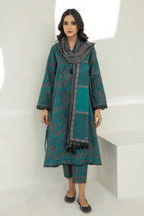 BAROQUE - 3PC KHADDAR PRINTED SHIRT WITH KHADDAR PRINTED DUAPTTA AND TROUSER - HZG010