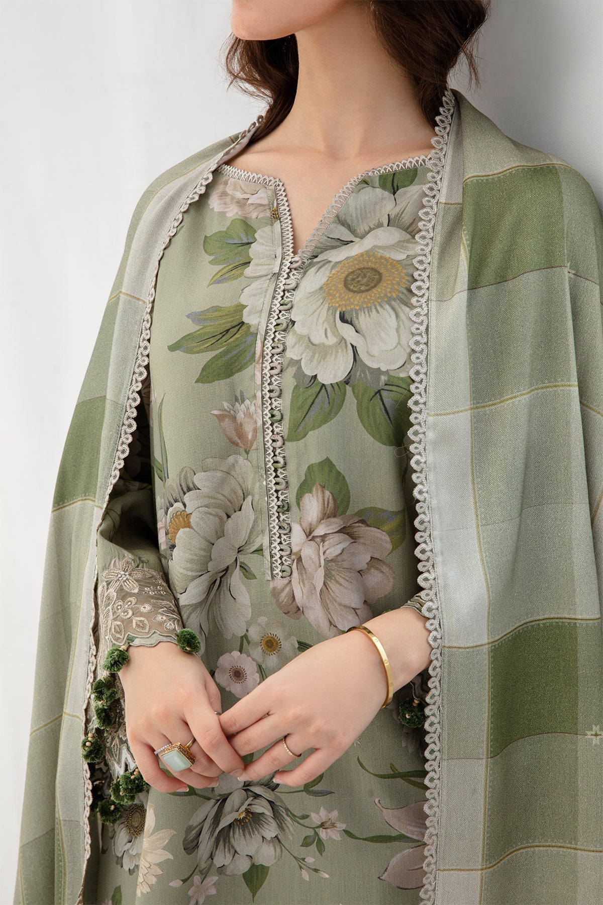 BAROQUE - 3PC KHADDAR PRINTED SHIRT WITH KHADDAR PRINTED DUPATTA AND TROUSER - HZG1465