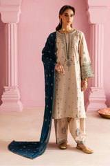 BATIK - 3PC DHANAK EMBROIDERED SHIRT WITH DHANAK EMBROIDERED SHAWL AND TROUSER - HZG2420