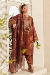 BAROQUE - 3PC LAWN PRINTED SHIRT WITH SILK PRINTED DUPATTA AND TROUSER - HZG2929