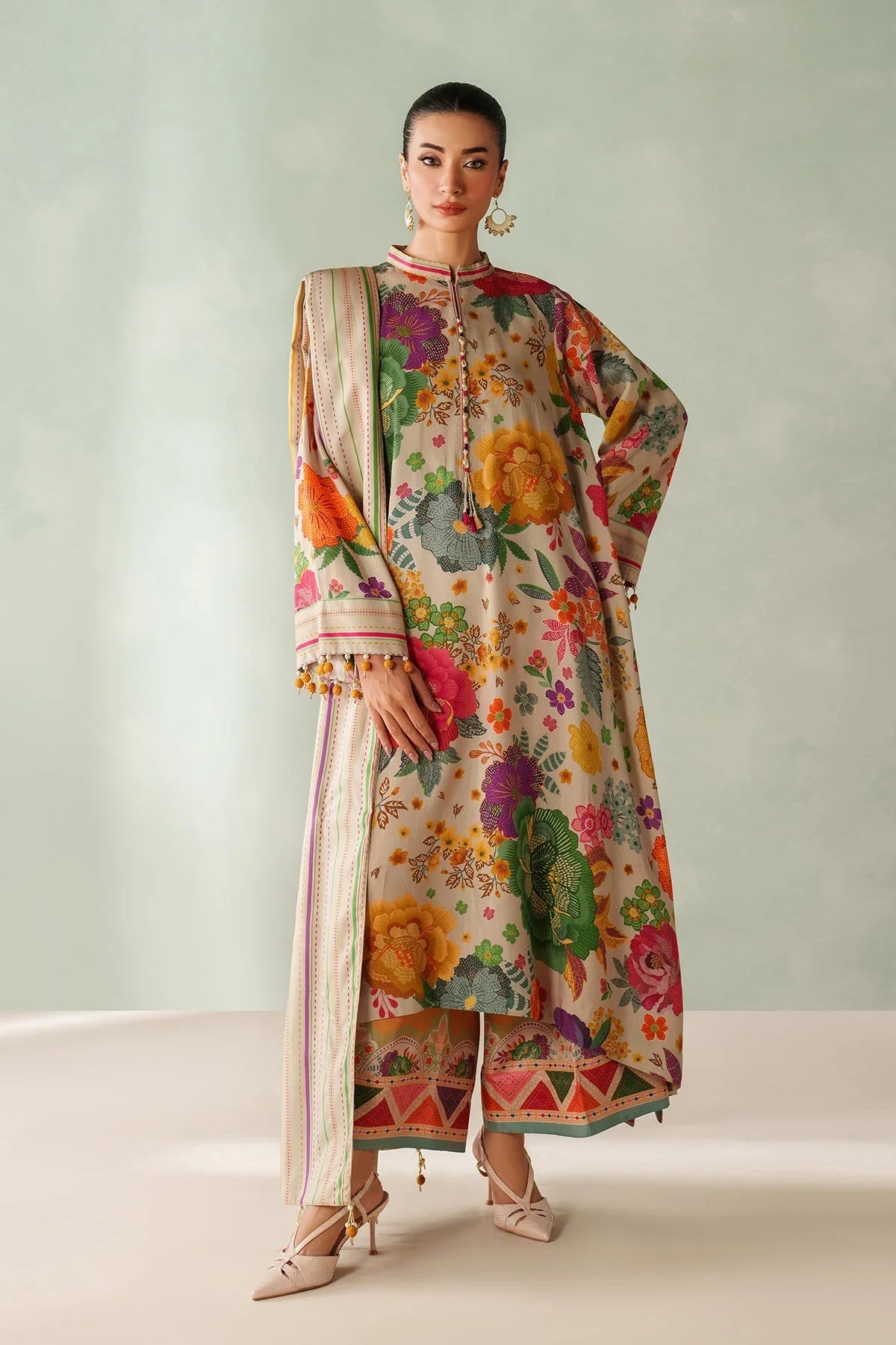 BAROQUE - 3PC VISCOSE PRINTED SHIRT WITH VISCOSE PRINTED DUPATTA AND TROUSER - HZU2517