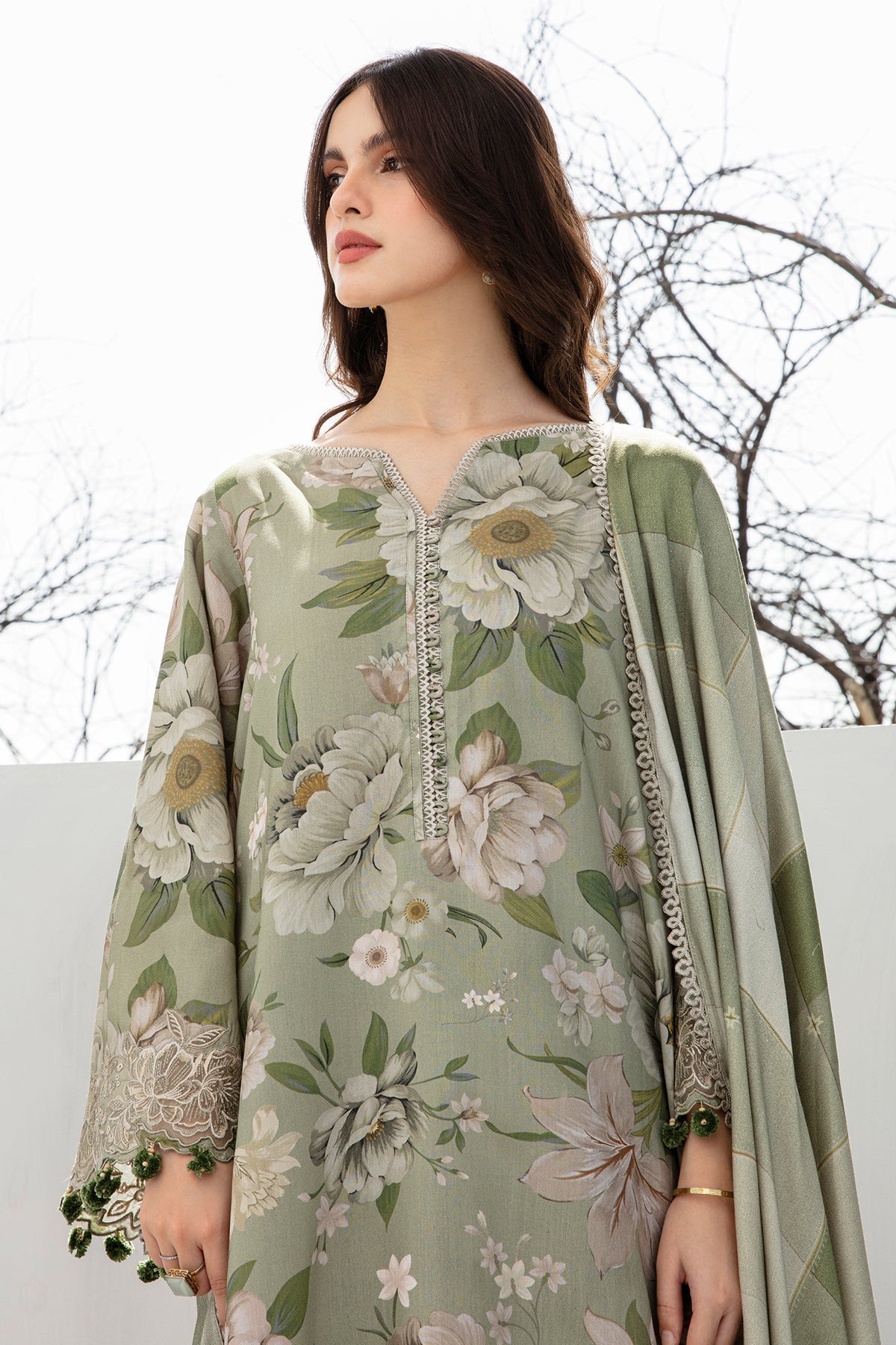 BAROQUE - 3PC KHADDAR PRINTED SHIRT WITH KHADDAR PRINTED DUPATTA AND TROUSER - HZG1465