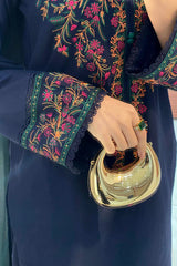 MARIA B - 3PC DHANAK EMBROIDERED SHIRT WITH CHIFFON EMBROIDERED DUPATTA AND TROUSER - HZG2412