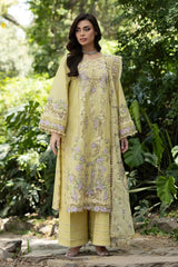 ELAF - 3PC LAWN EMBROIDERED SHIRT WITH SILK PRINTED DUPATTA AND TROUSER - HZG3048