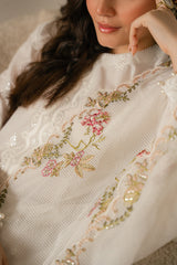CROSS STITCH - 3PC LAWN EMBROIDERED SHIRT WITH CHECK NET DUPATTA AND TROUSER - HZG1612