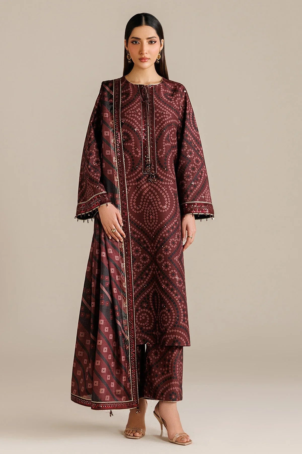 JAZMIN - 3PC LAWN PRINTED SHIRT WITH SILK PRINTED DUPATTA AND TROUSER - HZG2951