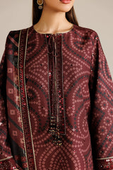 JAZMIN - 3PC LAWN PRINTED SHIRT WITH SILK PRINTED DUPATTA AND TROUSER - HZG2951