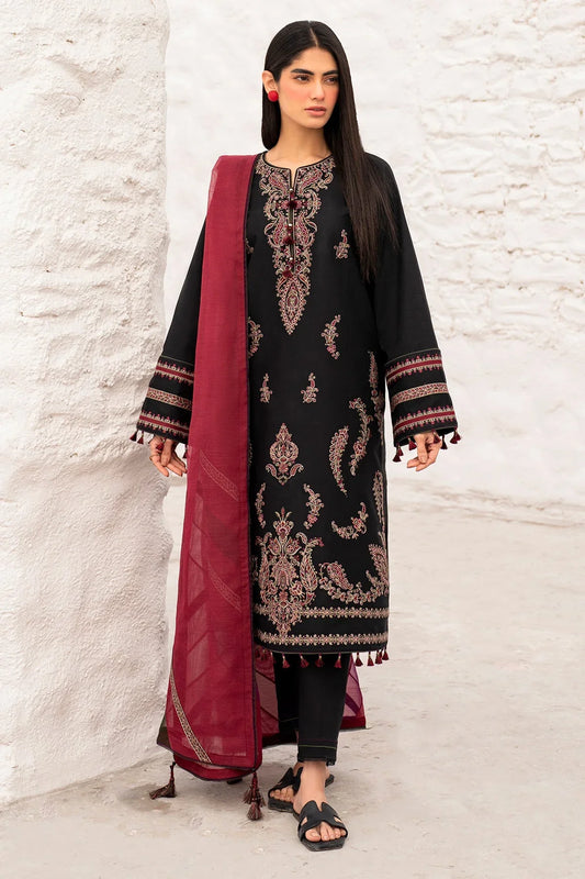 JAZMIN - 3PC LAWN EMBROIDERED SHIRT WITH COTTON NET DUPATTA  AND TROUSER - HZG2214