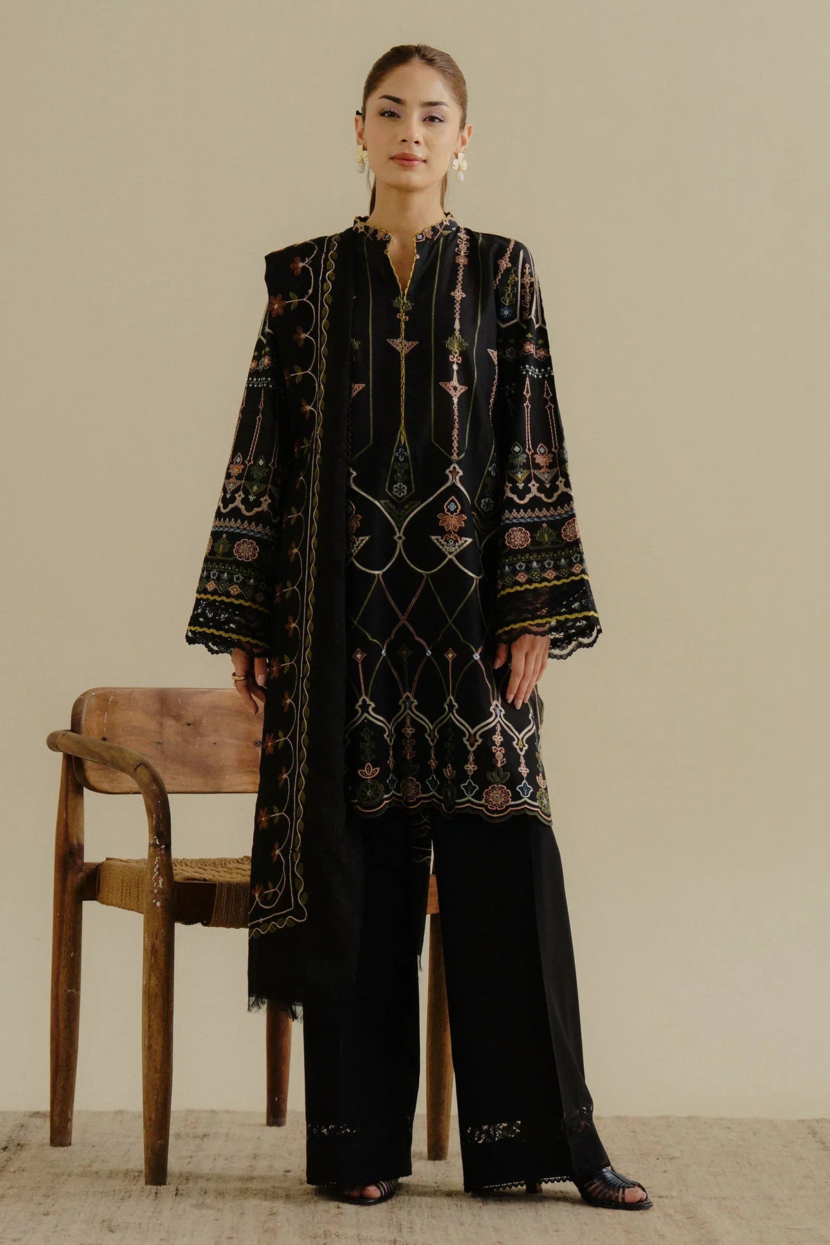 ZARA SHAH JAHAN - 3PC LAWN EMBROIDERED SHIRT WITH CHIFFON EMBROIDERED DUPATTA AND TROUSER - HZG2280