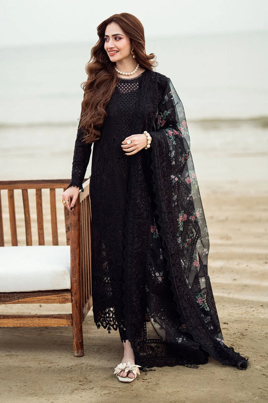 NUREH - 3PC DHANAK EMBROIDERED SHIRT WITH MANAAR NET PRINTED EMBROIDERED DUPATTA AND TROUSER - HZG2123