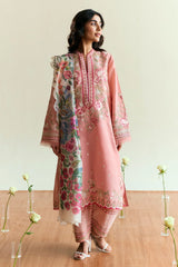 ZARA SHAH JAHAN - 3PC LAWN EMBROIDERED SHIRT WITH MANAAR PRINTED DUPATTA AND TROUSER - HZG2291