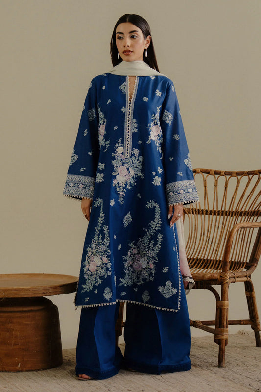 ZARA SHAH JAHAN - 3PC LAWN EMBROIDERED SHIRT WITH CHIFFON PRINTED DUPATTA AND TROUSER - HZG2267