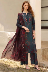 IZNIK - 3PC LAWN PRINTED SHIRT WITH SILK PRINTED DUPATTA AND TROUSER - HZG3010