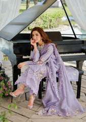 ELAF - 3PC LAWN LASEROWKR EMBROIDERED SHIRT WITH KHADDI NET EMBROIDERED DUPATTA AND TROUSER - HZG2850