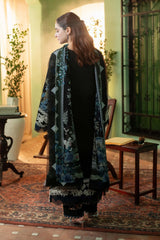 JADE - 3PC DHANAK EMBROIDERED SHIRT WITH TWILL PRINTED SHAWL AND TROUSER - HZG2401