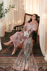 JADE - 3PC DHANAK EMBROIDERED SHIRT WITH TWILL PRINTED SHAWL AND TROUSER - HZG2254