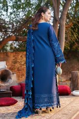 JADE - 3PC LAWN CHIKANKAARI EMBROIDERED SHIRT WITH CHIFFON PRINTED DUPATTA AND TROUSER - HZG2809