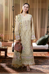 JADE - 3PC LAWN CHIKANKAARI EMBROIDERED SHIRT WITH MANAAR PRINTED DUPATTA AND TROUSER - HZG3091