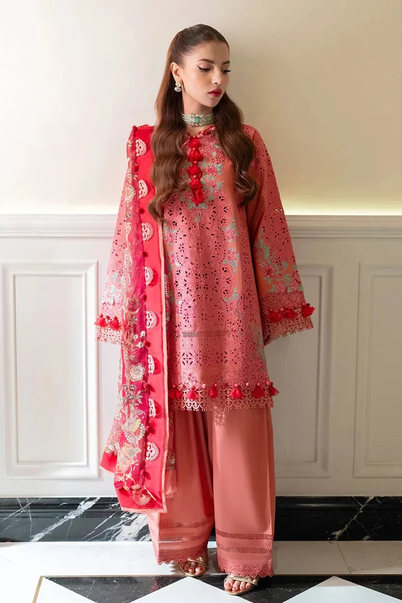 JADE - 3PC LAWN EMBROIDERED SHIRT WITH MANAAR PRINTED DUPATTA AND TROUSER - HZG3090