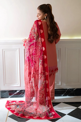 JADE - 3PC LAWN EMBROIDERED SHIRT WITH MANAAR PRINTED DUPATTA AND TROUSER - HZG3090