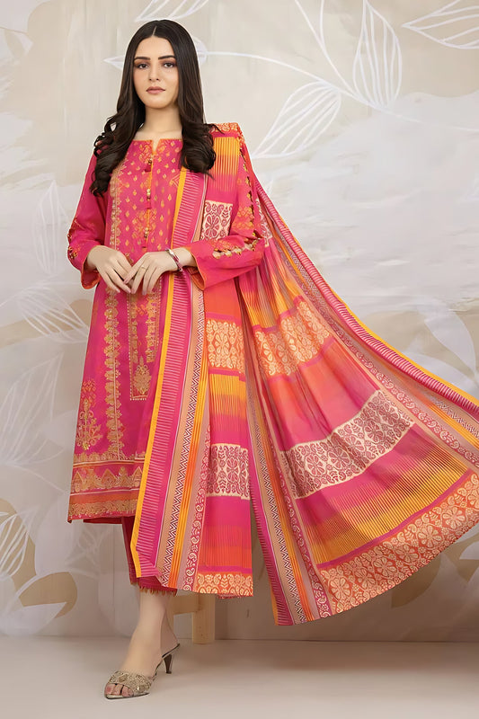 EDEN ROBE - 3PC KHADDAR PRINTED SHIRT WITH KHADDAR PRINTED DUPATTA AND TROUSER - HZG1453