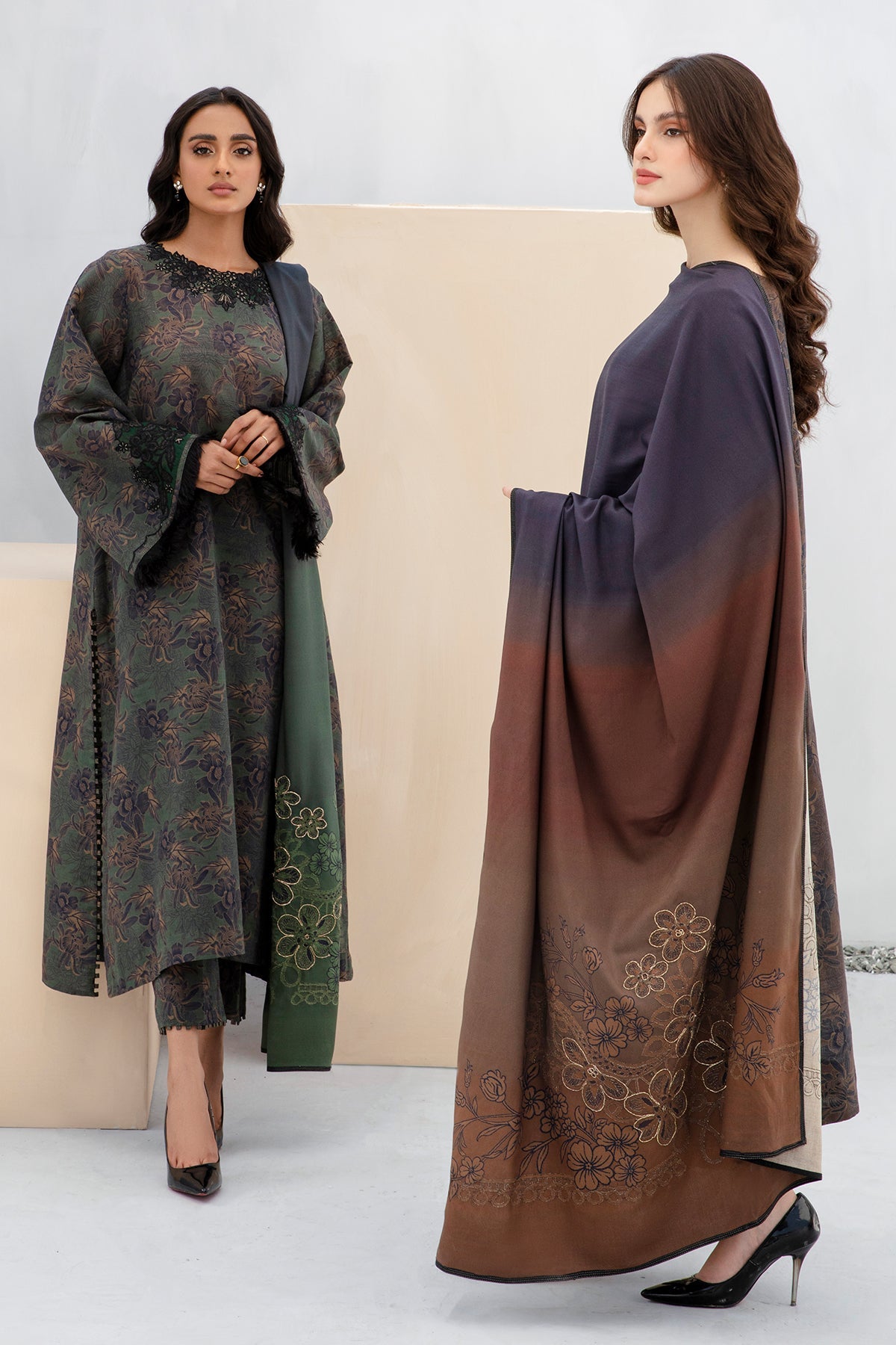 BAROQUE - 3PC KHADDAR PRINTED SHIRT WITH KHADDAR PRINTED DUPATTA AND TROUSER - HZG1408
