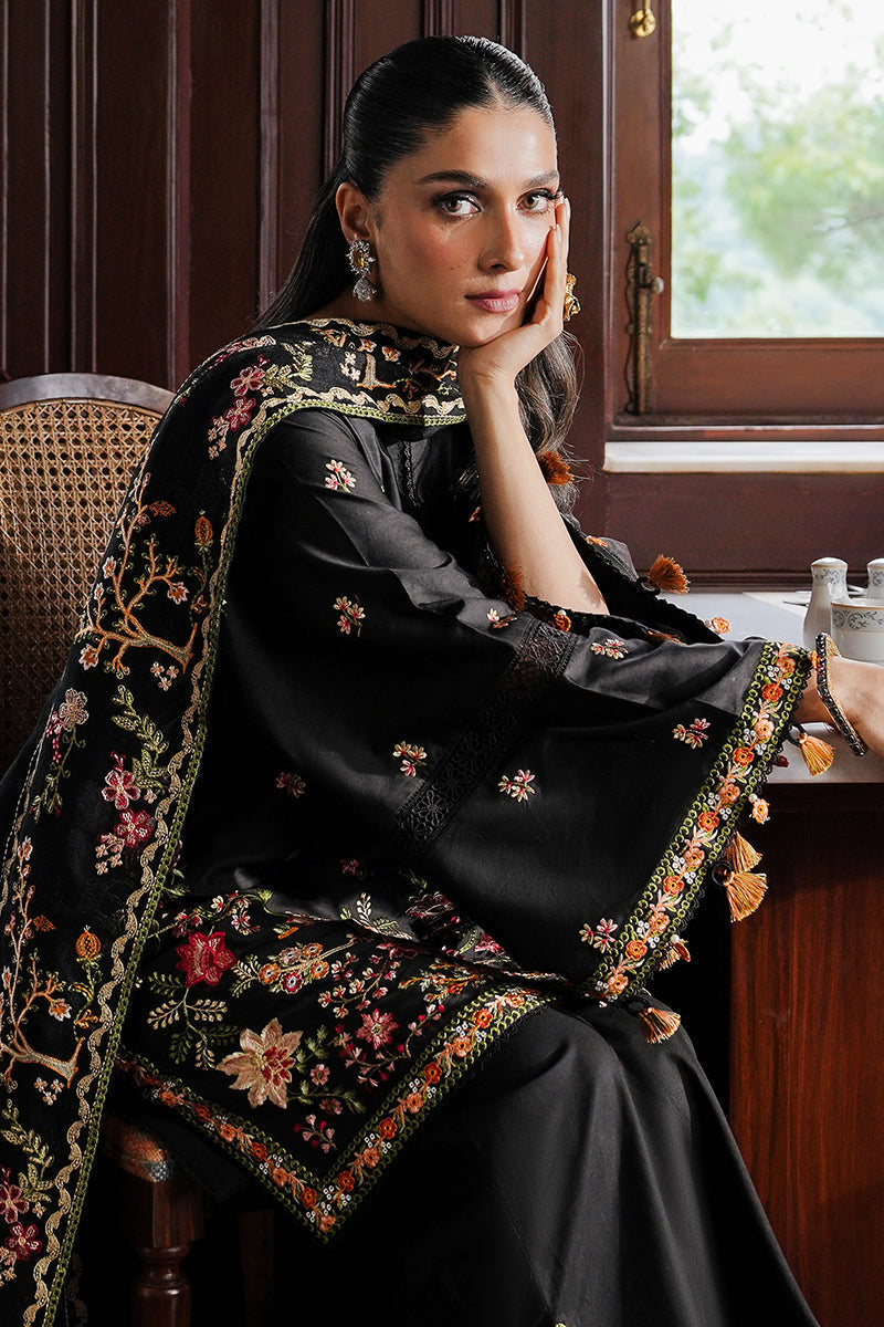 CROSS STITCH - 3PC DHANAK EMBROIDERED SHIRT WITH DHANAK EMBROIDERED SHAWL AND TROUSER - HZG1804