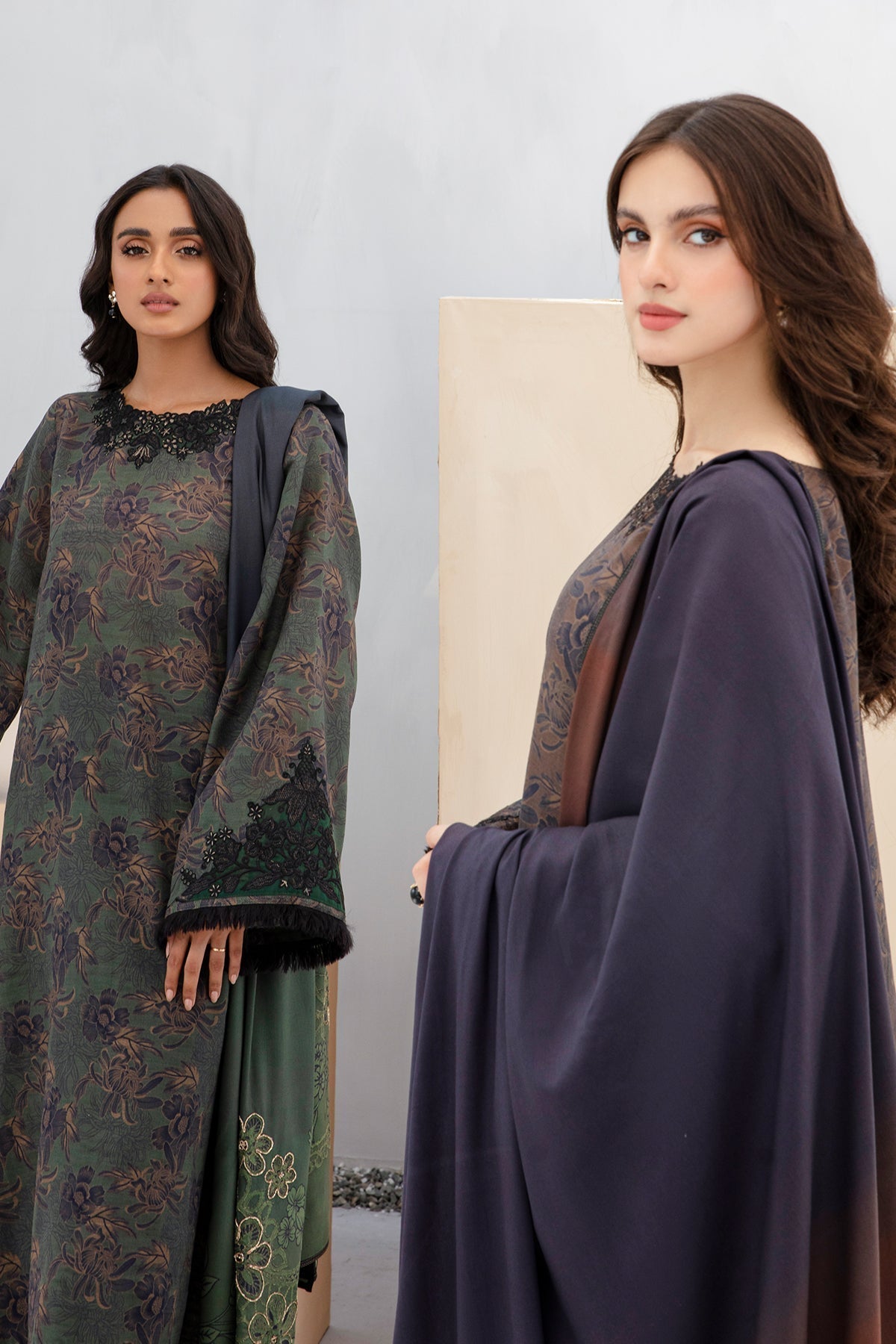 BAROQUE - 3PC KHADDAR PRINTED SHIRT WITH KHADDAR PRINTED DUPATTA AND TROUSER - HZG1408