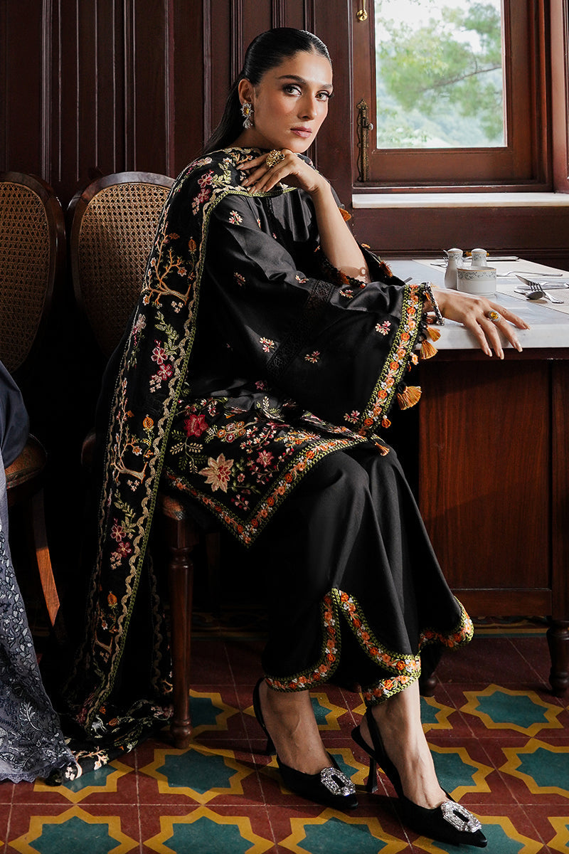 CROSS STITCH - 3PC DHANAK EMBROIDERED SHIRT WITH DHANAK EMBROIDERED SHAWL AND TROUSER - HZG1804