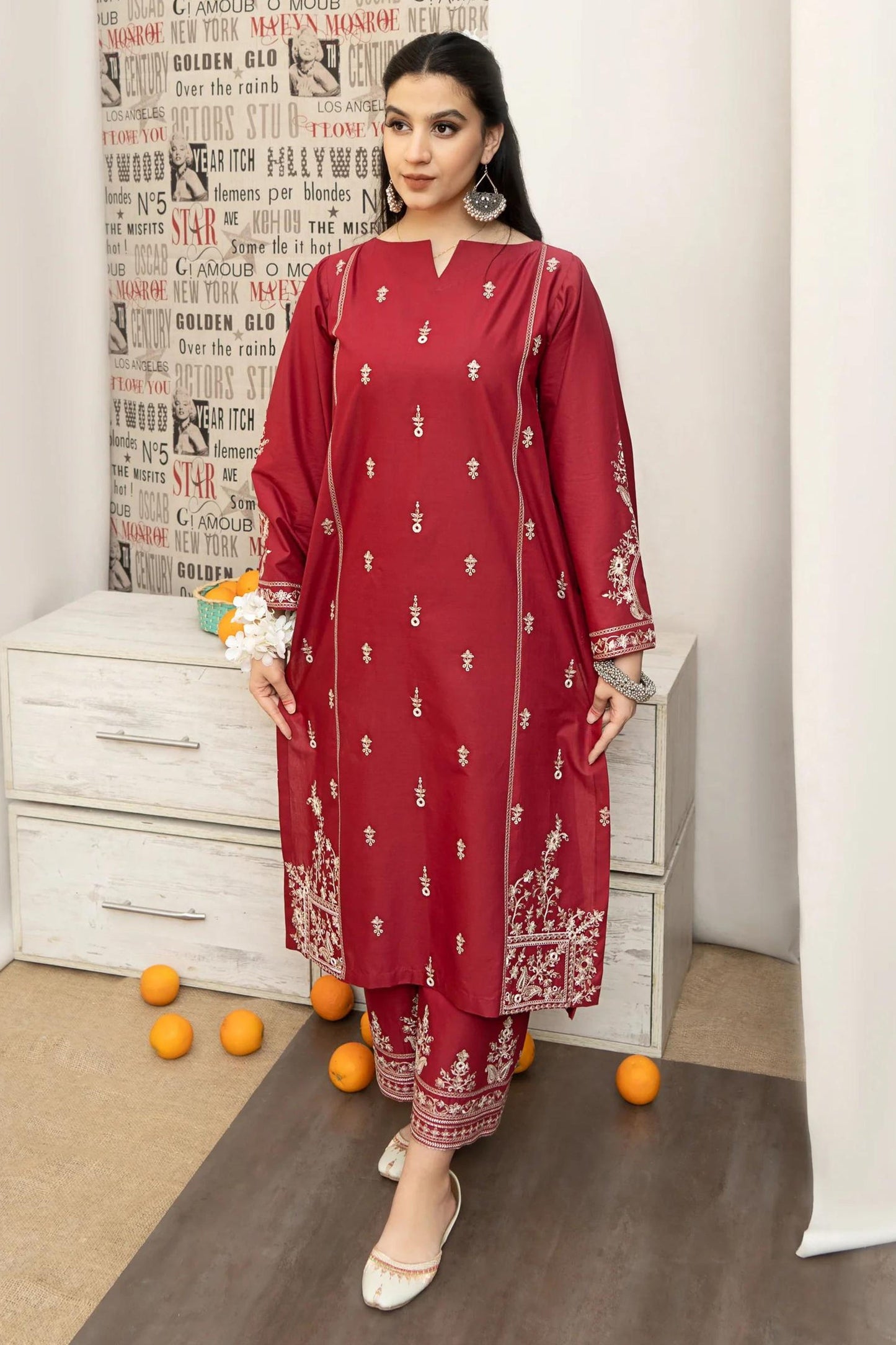 URGE - 3PC LAWN EMBROIDERED SHIRT WITH MANAAR PRINTED DUPATTA AND EMBROIDERED TROUSER - HZG1595
