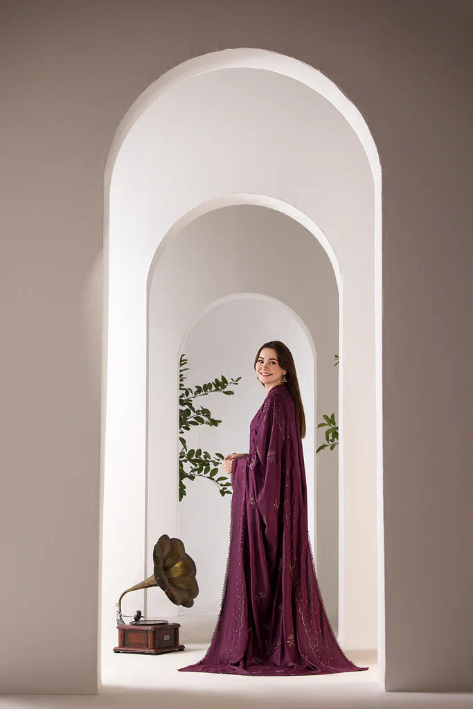 SOBIA NAZIR - 3PC DHANAK EMBROIDERED SHIRT WITH DHANAK EMBROIDERED SHAWL AND TROUSER - HZG2350