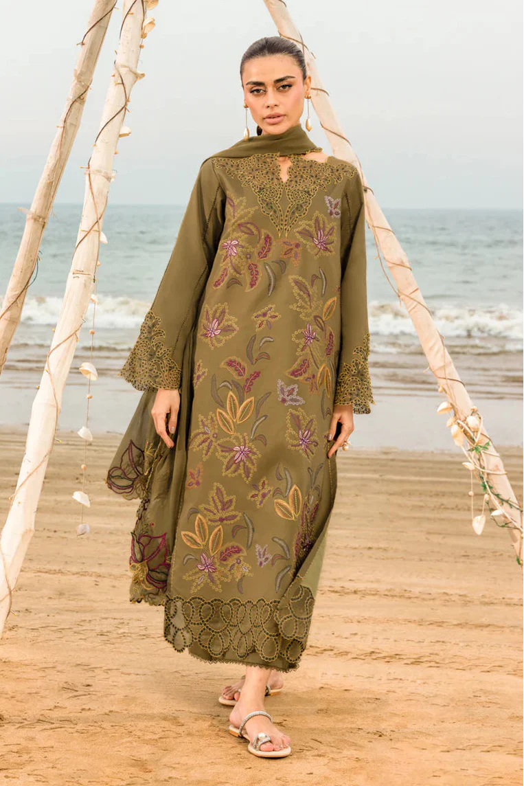 RANG RASIYA - 3PC LAWN EMBROIDERED SHIRT WITH CHIFFON EMBROIDERED DUPATTA AND TROUSER - HZG2633