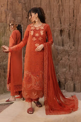 RANG RASIYA - 3PC LAWN CHIKANKAARI EMBROIDERED SHIRT WITH ORGANZA EMBROIDERED DUPATTA AND TROUSER - HZG2684