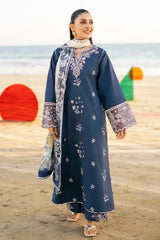 SERAN - 3PC LAWN EMBROIDERED SHIRT WITH CHIFFON PRINTED DUPATTA AND TROUSER - HZG2847