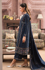 SERAN - 3PC DHANAK EMBROIDERED SHIRT WITH DHANAK EMBROIDERED SHAWL AND TROUSER - HZG1405