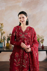 MARYAM HUSSAIN - 3PC LAWN EMBROIDERED SHIRT WITH KHADDI NET EMBROIDERED DUPATTA AND TROUSER - HZG3025