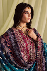 NUREH - 3PC LAWN PRINTED SHIRT WITH CHUNRI PRINTED DUPATTA AND TROUSER - HZG2933