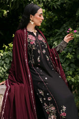NUREH - 3PC DHANAK EMBROIDERED SHIRT WITH TWILL PRINTED SHAWL AND TROUSER - HZG2614
