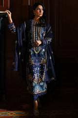 CROSS STITCH - 3PC DHANAK EMBROIDERED SHIRT WITH DHANAK EMBROIDERED SHAWL AND TROUSER - HZG1913