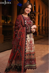 ASIM JOFA - 3PC LAWN PRINTED SHIRT WITH SILK PRINTED DUPATTA AND TROUSER - HZG2944