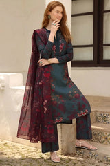 IZNIK - 3PC LAWN PRINTED SHIRT WITH SILK PRINTED DUPATTA AND TROUSER - HZG3010